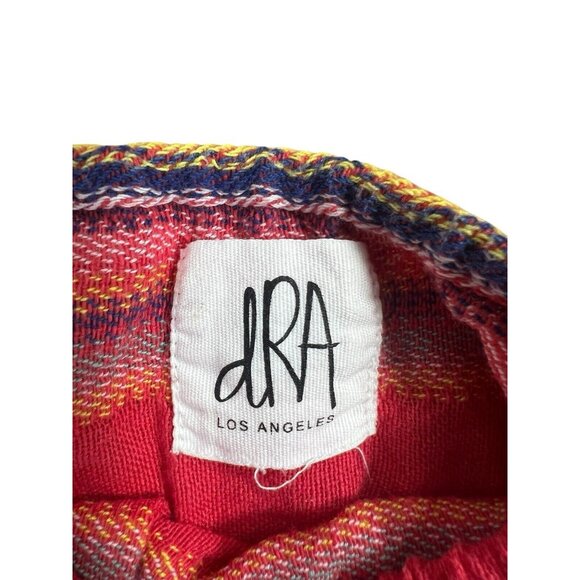 Anthropologie DRA Woven Frayed Raw Stripe Boho Top Large Short Sleeves - Picture 6 of 9